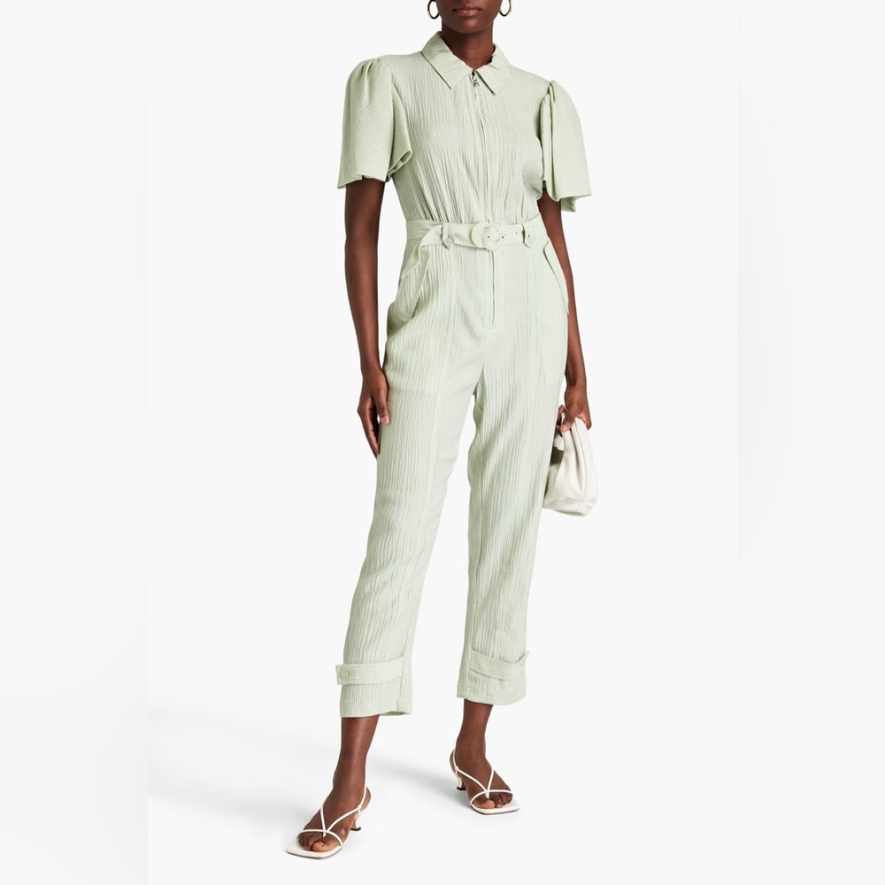 ❤️Jonathan SIMKHAI
Callista belted crinkled Lyocell-blend twill jumpsuit❤️❤️size